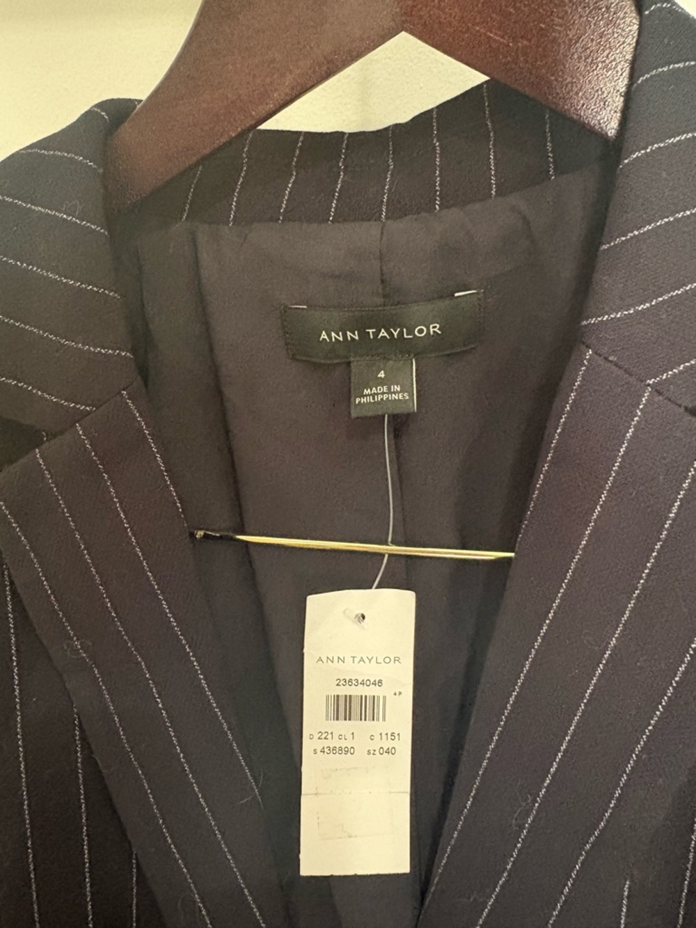 Ann Taylor Navy Pinstripe Sport Coat